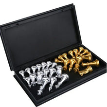 Carica l&#39;immagine nel visualizzatore di Gallery, Medieval Chess Set With Chessboard Gold Silver Chess Pieces Magnetic Board Chess Figure Sets | Regalia Lodge