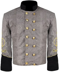 Civil War CS Officer's Grey with Black 1 Braid Double Breast Shell Jacket | Regalia Lodge