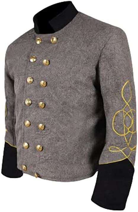 Civil War CS Officer's Grey with Black 1 Braid Double Breast Shell Jacket | Regalia Lodge