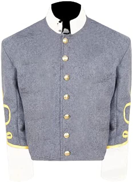 Civil War CS Officer's Grey with Off White 4 Braid Single Breast Shell Jacket | Regalia Lodge