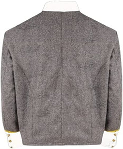 Civil War CS Officer's Grey with Off White 3 Braid Double Breast Shell Jacket | Regalia Lodge