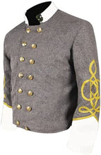Load image into Gallery viewer, Civil War CS Officer&#39;s Grey with Off White 3 Braid Double Breast Shell Jacket | Regalia Lodge