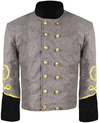 Civil War CS Officer's Grey with Black 3 Braid Double Breast Shell Jacket | Regalia Lodge