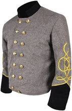 Load image into Gallery viewer, Civil War CS Officer&#39;s Grey with Black 2 Braid Double Breast Shell Jacket | Regalia Lodge