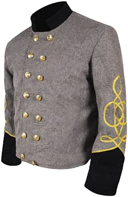 Civil War CS Officer's Grey with Black 2 Braid Double Breast Shell Jacket | Regalia Lodge