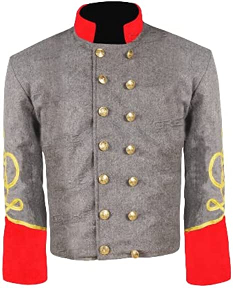 Civil War CSA Major Artillery 3 Row Braids Double Breast Wool Shell Jacket | Regalia Lodge