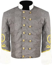 Load image into Gallery viewer, Civil War CS Officer&#39;s Grey with Off White 3 Braid Double Breast Shell Jacket | Regalia Lodge