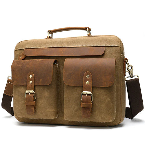 Cowhide with cloth briefcase Men's Leather business briefcase Briefcase Official Briefcase Multifunctional Briefcase | Regalia Lodge
