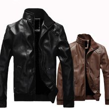 Load image into Gallery viewer, Men&#39;s Stand-Up Collar Padded Leather Jacket – Stylish &amp; Warm | Regalia Lodge