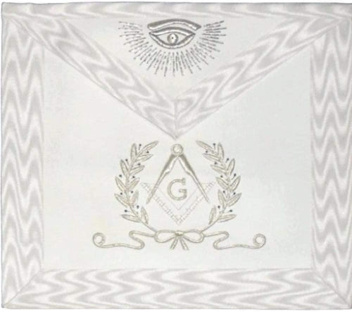 Hand Embroidered Masonic Master Mason Apron White | Regalia Lodge