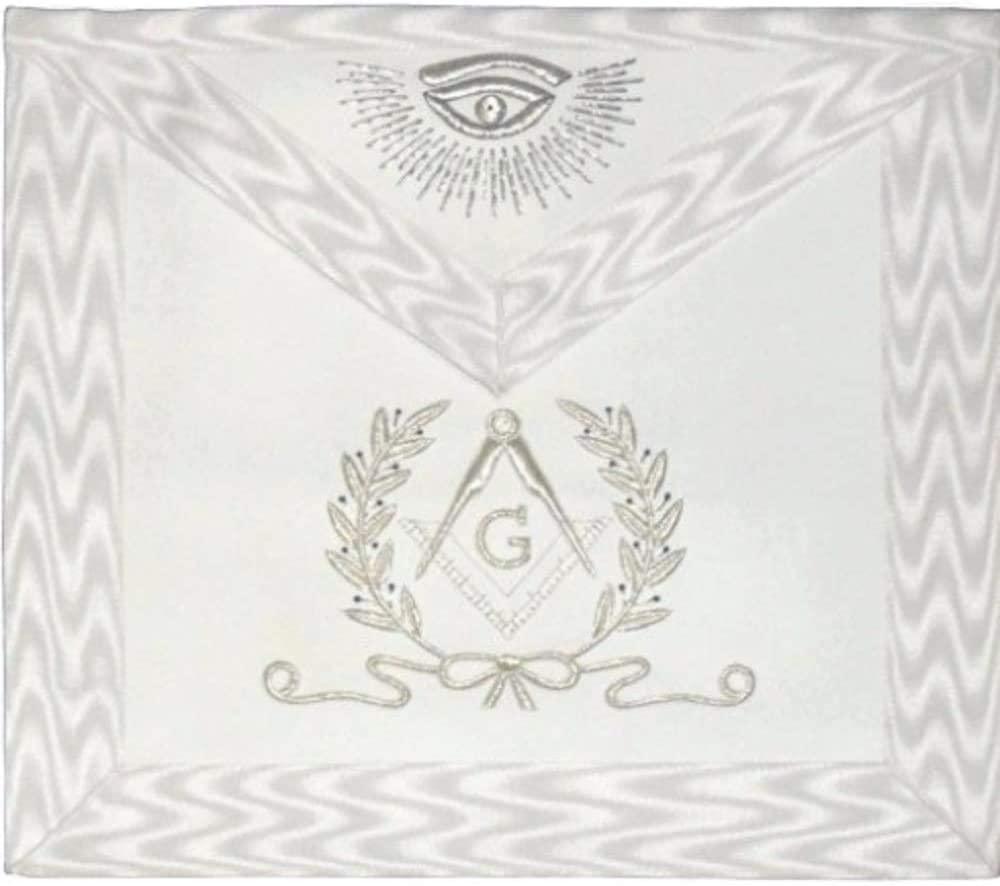 Hand Embroidered Masonic Master Mason Apron White | Regalia Lodge