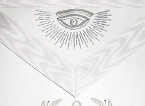 Hand Embroidered Masonic Master Mason Apron White | Regalia Lodge