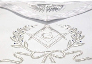 Hand Embroidered Masonic Master Mason Apron White | Regalia Lodge