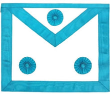 Load image into Gallery viewer, Master Mason Blue Lodge Apron - Sky Blue Moire with Three Rosettes | Regalia Lodge