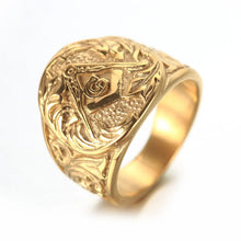 Load image into Gallery viewer, Men&#39;s Ring Vintage Masonic Titanium Steel Ring | Regalia Lodge