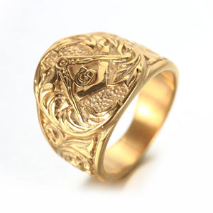 Men's Ring Vintage Masonic Titanium Steel Ring | Regalia Lodge