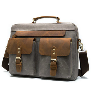Cowhide with cloth briefcase Men's Leather business briefcase Briefcase Official Briefcase Multifunctional Briefcase | Regalia Lodge