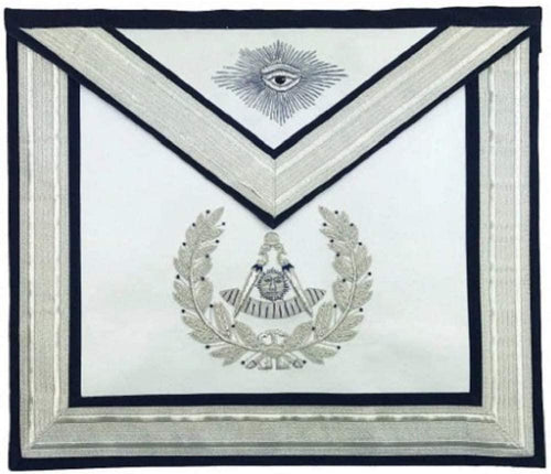 Masonic Past Master Silver Hand Embroidered Freemasons Apron | Regalia Lodge