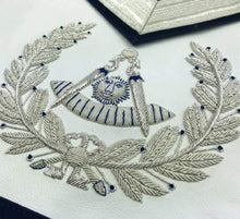Charger l&#39;image dans la galerie, Masonic Past Master Silver Hand Embroidered Freemasons Apron | Regalia Lodge