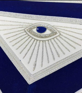 MASTER MASON Silver Embroidered Apron square compass with G Purple | Regalia Lodge