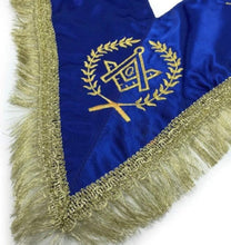 画像をギャラリービューアに読み込む, Master Mason Satin Apron,Collar gauntlets Set with Fringe Blue | Regalia Lodge