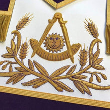 Charger l&#39;image dans la galerie, Masonic Past Master Hand Embroidered Apron Gold Embroidery Blue Velvet | Regalia Lodge