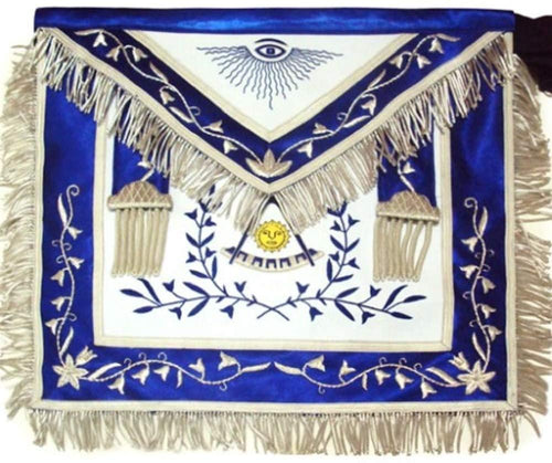 Masonic Past Master Apron Blue Silk Border Silver | Regalia Lodge
