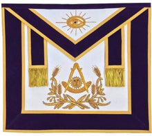 Charger l&#39;image dans la galerie, Masonic Past Master Hand Embroidered Apron Gold Embroidery Purple Velvet | Regalia Lodge