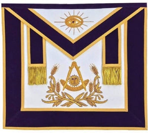 Masonic Past Master Hand Embroidered Apron Gold Embroidery Purple Velvet | Regalia Lodge
