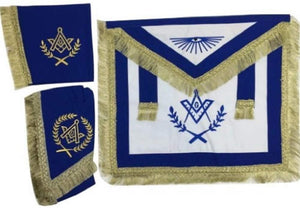 Master Mason Cardura Apron, Collar gauntlets Set with Fringe Blue | Regalia Lodge