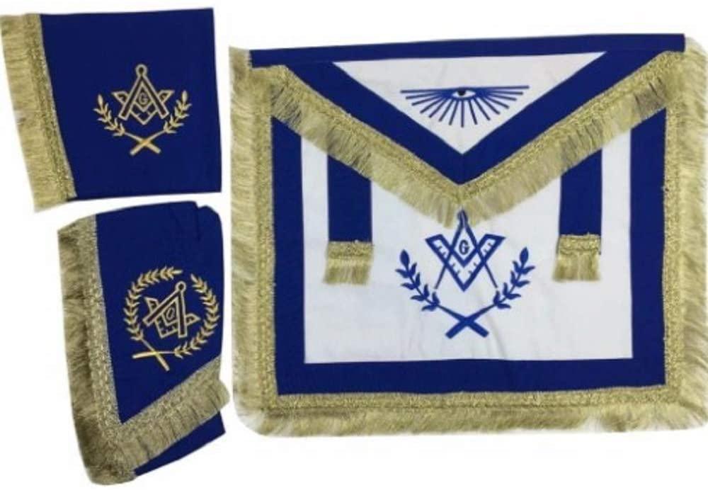 Master Mason Cardura Apron, Collar gauntlets Set with Fringe Blue | Regalia Lodge