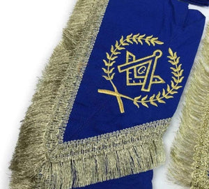 Master Mason Cardura Apron, Collar gauntlets Set with Fringe Blue | Regalia Lodge