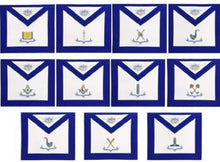 Carica l&#39;immagine nel visualizzatore di Gallery, Blue Lodge Officers Apron Set of 11 Machine Embroidered Masonic Regali | Regalia Lodge