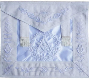 Masonic All White Past Master Apron With Wreath-Satin | Regalia Lodge