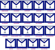 Load image into Gallery viewer, Masonic Blue Lodge Officers Aprons Variations - Set of 19 | Regalia Lodge