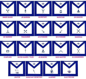 Masonic Blue Lodge Officers Aprons Variations - Set of 19 | Regalia Lodge