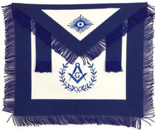 Afbeelding in Gallery-weergave laden, Masonic Blue Lodge Master Mason Apron Machine Embroidery with Fringe Navy | Regalia Lodge