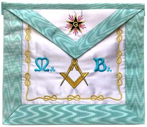 Master Mason French Rite/Modern Rite Square Compass Silk Apron - Sky Blue | Regalia Lodge
