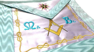 Master Mason French Rite/Modern Rite Square Compass Silk Apron - Sky Blue | Regalia Lodge