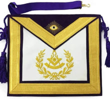 Afbeelding in Gallery-weergave laden, Masonic Past Master Gold &amp; Purple Hand Embroidered Apron | Regalia Lodge