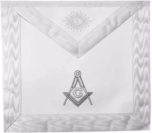 Masonic Blue Lodge White Machine Embroidery Apron with square compass with G | Regalia Lodge