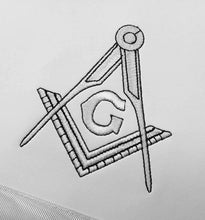 Load image into Gallery viewer, Masonic Blue Lodge White Machine Embroidery Apron with square compass with G | Regalia Lodge