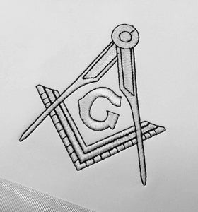 Masonic Blue Lodge White Machine Embroidery Apron with square compass with G | Regalia Lodge