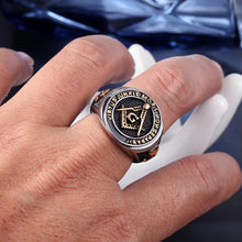 Load image into Gallery viewer, Religious Masonic Stainless Steel Ring Symbol G Ring Fashion Compass Masonic Ring Freemason Symbol Ring | Regalia Lodge