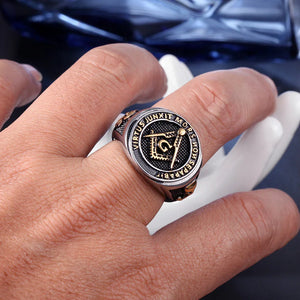 Religious Masonic Stainless Steel Ring Symbol G Ring Fashion Compass Masonic Ring Freemason Symbol Ring | Regalia Lodge
