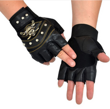 Load image into Gallery viewer, Men&#39;s leather gloves Men&#39;s leather fingerless gloves -black leather fingerless gloves | Regalia Lodge