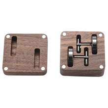 Carica l&#39;immagine nel visualizzatore di Gallery, New Wooden Cufflinks-Shirt Cufflinks Men&#39;S Casual Wooden Gift Box Black Walnut | Regalia Lodge