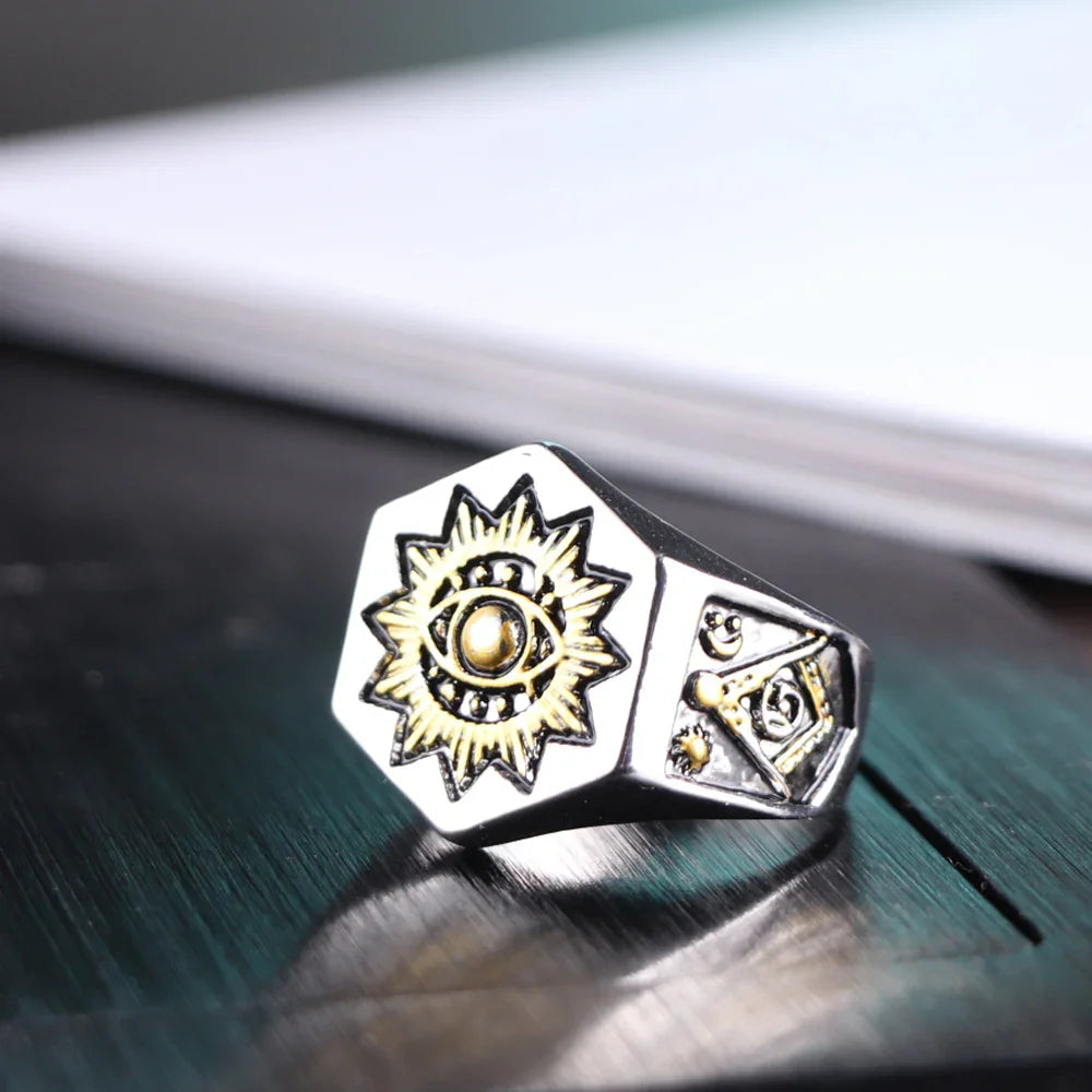 Men's Masonic Vintage Eye Alloy Ring | Regalia Lodge