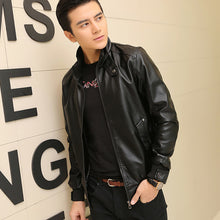 Load image into Gallery viewer, Men&#39;s Stand-Up Collar Padded Leather Jacket – Stylish &amp; Warm | Regalia Lodge