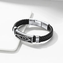 Load image into Gallery viewer, Vintage Bracelet Wristband Freemason Symbol Masonic Leather Braided Bracelets Cuff Bangle for Boys Men | Regalia Lodge